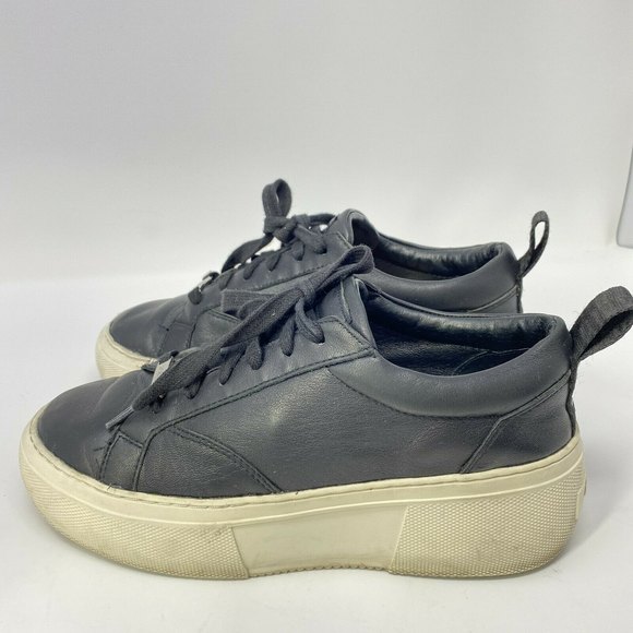 J/Slides Womens Courto Black Leather Lace Up Platform Sneakers Shoes Size 6.5 M - Picture 3 of 11